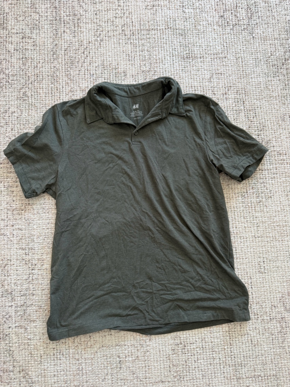 H&M Men's Polo Shirt in Dark Olive Green